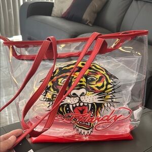 Ed Hardy Red Transparent Tote Bag